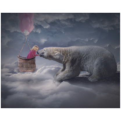 Veggbilde av en jentes drøm med isbjørn